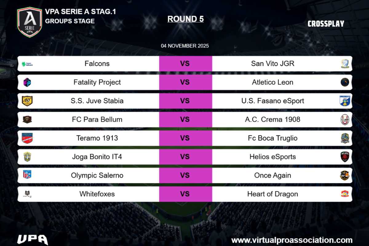 VPA Serie A Stagione 1: Helios in fuga, ma la classifica si accorcia — una quinta giornata da vivere tutta d’un fiato